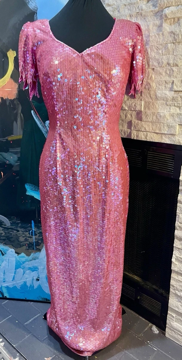pink sequin dress ebay Pink sequin dress with split