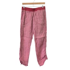 Toad & Co. Lina Pants Red/Pink Linen Comfort Cinch Leg Size Medium - Natural