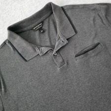 Banana Republic Luxe Touch Performance Polo Shirt Men Large Charcoal Gray Cotton