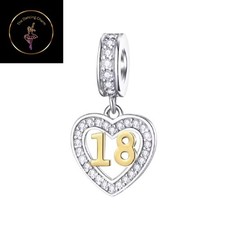 🩷18th Birthday Dangle Charm Bracelet Pendant  S925 Stamped Sterling Silver🩷