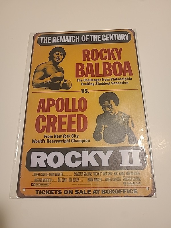 Rocky Balboa Vs Apollo Creed Fight Poster Rocky 2 Movie Metal Sign