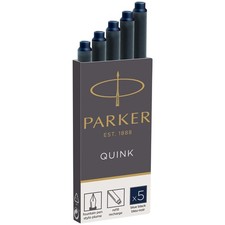 Parker Fountain Pen Ink Refill Cartridges   Long   Blue-Black QUINK Ink   5 Coun
