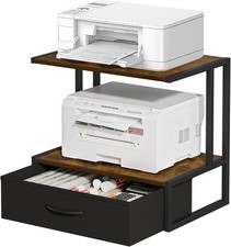 Printer Stand with Storage for Desk, with Fabric Drawer Desktop Printer Stand...