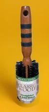 100% Boar Bristle Conair Classic Wood Round & Standard Brush Shiny Hair Natural