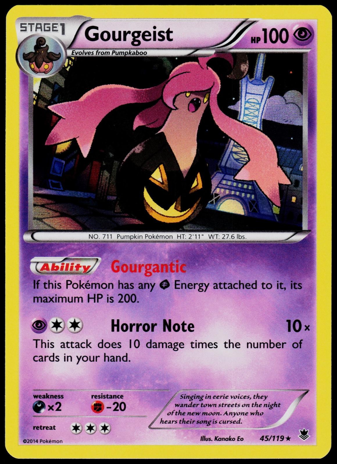 Gourgeist 45/119 Phantom Forces - Holo Pokemon NM/M (Rare)