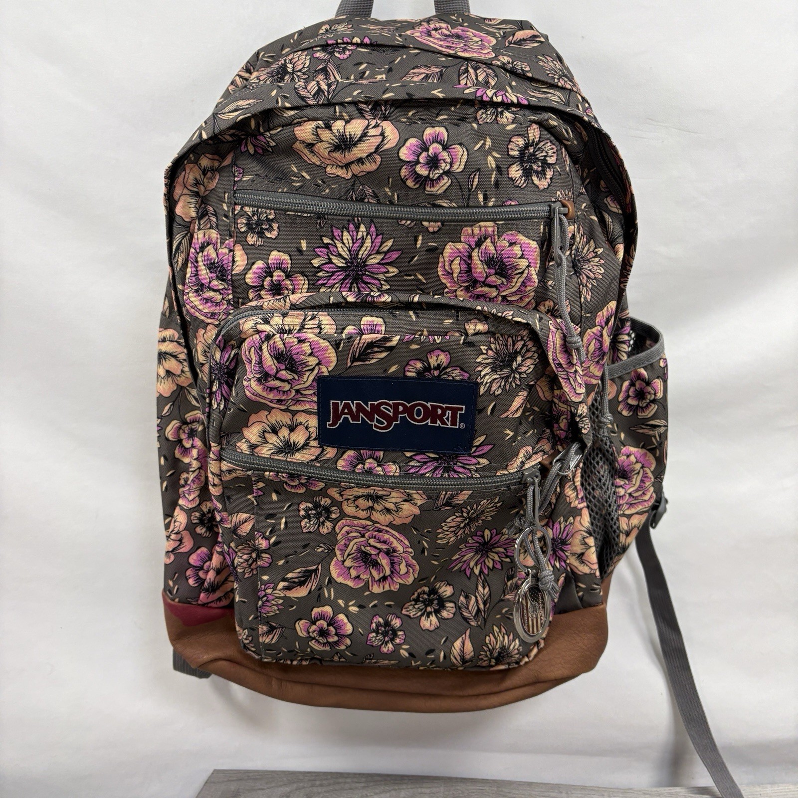 JanSport Cool Student Backpack - Floral/Leather Bottom (Read Description)