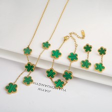 High Quality Stainless Steel Five Leaf Flower Women Jewelry Set Bracelet Necklac