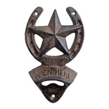 Rustic Cast Iron Horseshoe Star Bottle Opener...