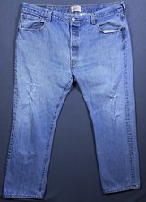 Vtg Levis 501 Jeans Mens 40x31 Blue Light Wash Natural Fade Distressed Egypt