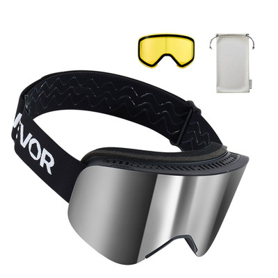 VEVOR Ski Goggles Magnetic, Cylindrical Lens, Revo Coating, S3 VLT 8-18%
