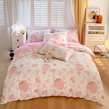 White Pink Duvet Covers Pink Strawberry Bedding Duvet Cover Set