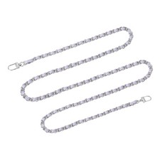 55" Purse Chain Strap with Buckles for Shoulder and Cross Body Purple  Silver 
