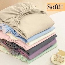 Solid Colour Comfortable Fitted Sheet Adjustable Mattress Cover Home Bed Sheet