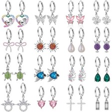 16 Pairs Hypoallergenic Silver Small Hoop Dangle Earrings Set for Girls Women Cu