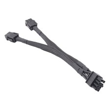 Dual 6 Pin Female to 8 Pin Male GPU Adapter Cable Braided Sleeved 20cm 6426