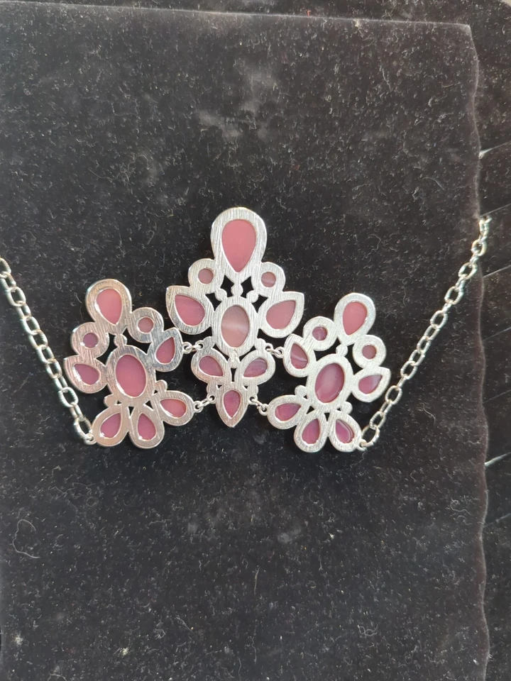 "Angel Mist" Necklace By Premier Design Jewelry Pink Floral Runway Statement - Image 4 of 4