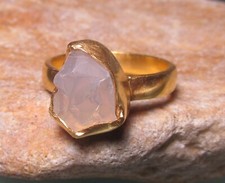 Gold plated brass rough Ethiopian Opal ring UK P/US 7.5-7.75.Gift Bag.