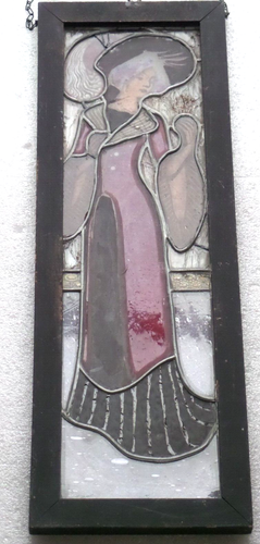 Bleiverglasung Fensterbild Jugendstil Glasmalerei / Ätzung "elegante Dame" - Bild 6 von 19
