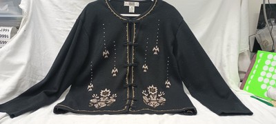Segue Wmns Sweater, Embroidered, Frog Closures Sz 2x #P191