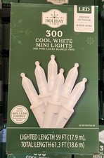 NEW Holiday Time 300 Cool White Mini LED Christmas Lights Strand White Wire