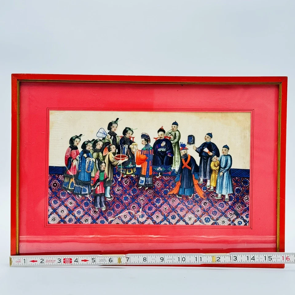 Pintura gouache montada china sobre papel médula siglo XIX alrededor de 1820 rituales Foto 2 de 4