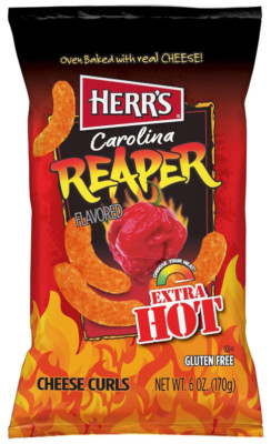 Herr's Carolina Reaper Flavored Extra Hot Cheese Curls (12 x 170 g.)