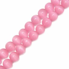 Pink Cat's Eye Smooth Round Beads Size 6mm 8mm 10mm 12mm 15.5" Strand