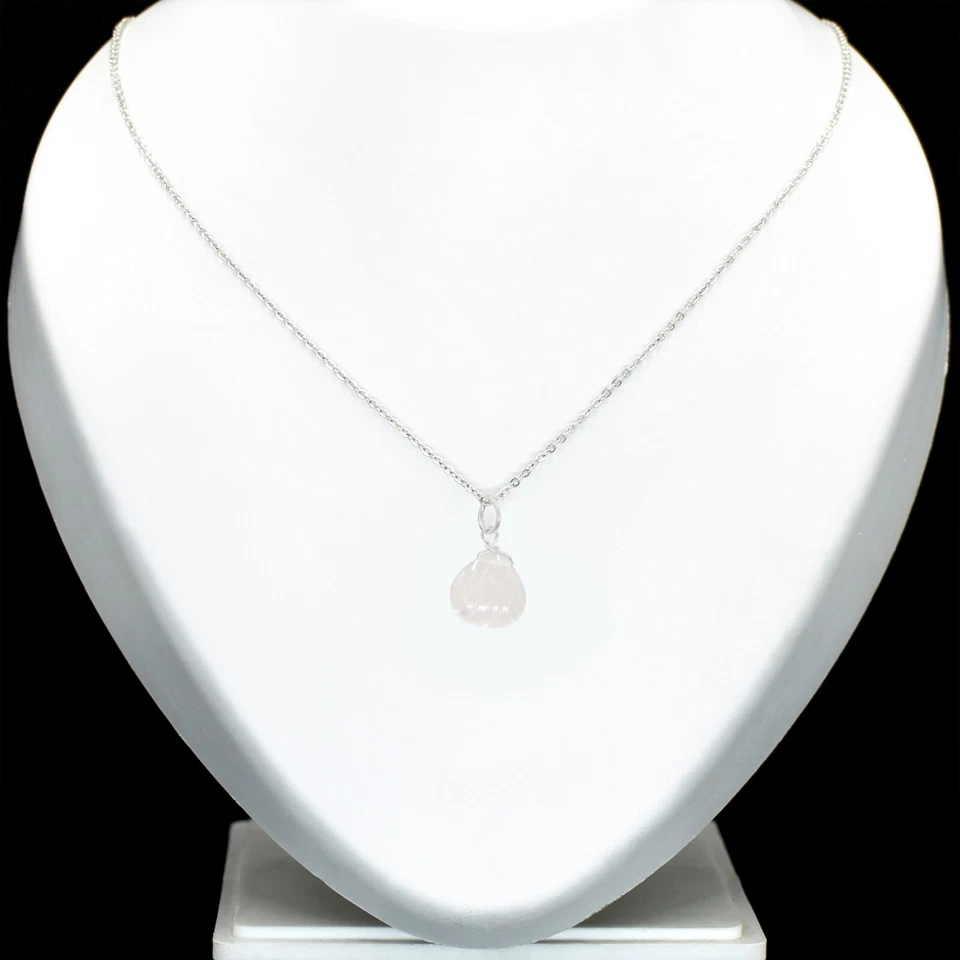 Naturale Quarzo Rosa Collana Intagliato a Mano Cover Forma 925 Argento Ciondolo - Immagine 2 di 4