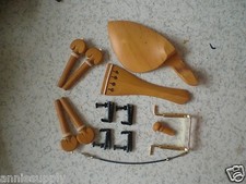 1 Set Boxwood Violin Fittings 4/4 Gold screw  black Fine tuners  tail gut