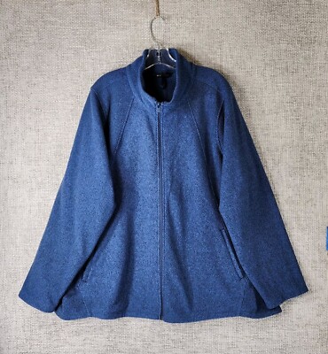 Athleta Stroll Fleece Full Zip Jacket Womens 3X Blue Full Zip Casual Active