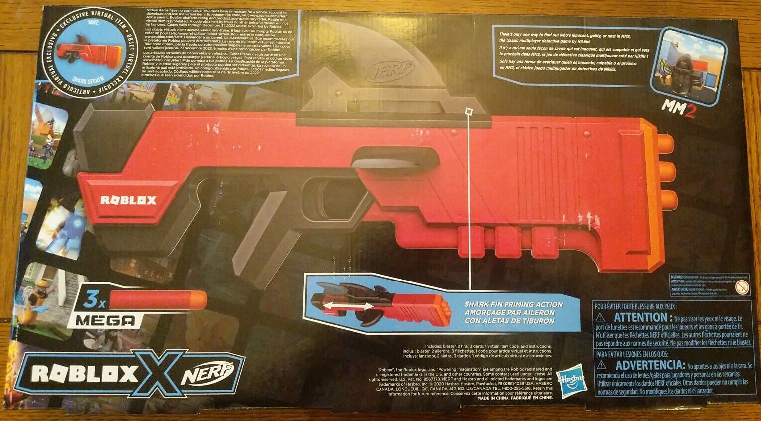 Brand New Hasbro Nerf Mega Roblox MM2 Shark Seeker With In /Digital Code  Box DMG 195166124346