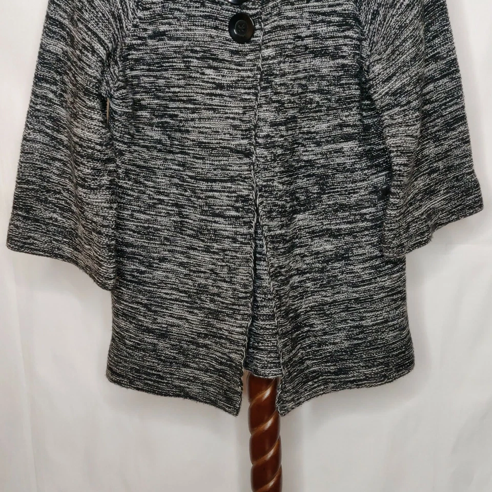 AB Studio Mujer Talla S Cárdigan Suéter Negro Jaspeado Frente Abierto 2 Botones Foto 3 de 4