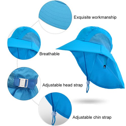 Bucket Hat kids Boy Girl Adjustable Sun Protection Cap Unisex Beach School UPF50 - Picture 3 of 18