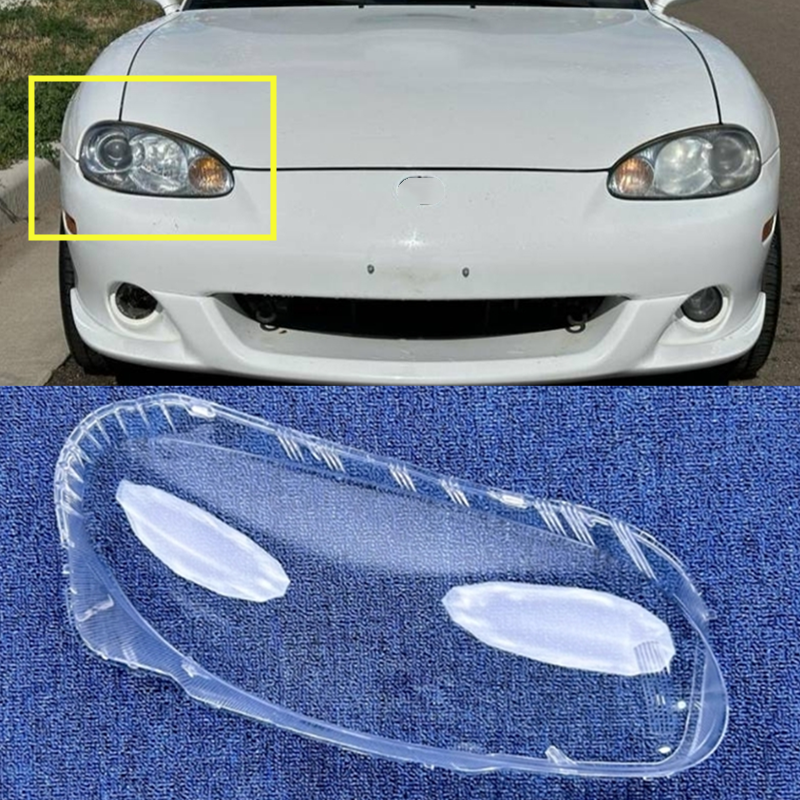 Crystal Clear Headlight Lens Cover Protector For 1998-2000 Mazda MX-5 Miata (1 Pair)