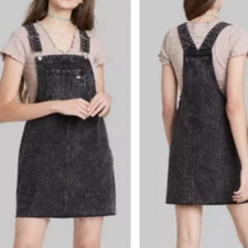 Wild Fable Women’s Overalls Denim Dress Acid Wash Black Distressed Size S
