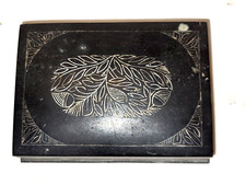 Vintage Decorative Bidri Elegant Jewelry Box Zink and Silver Inlay Collectible