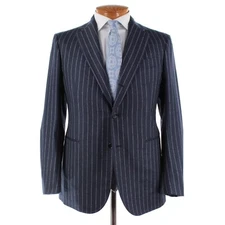 Stile Latino NWT Wool Two Piece Suit Size 50R (40R US) Blue w/ White Chalkstripe