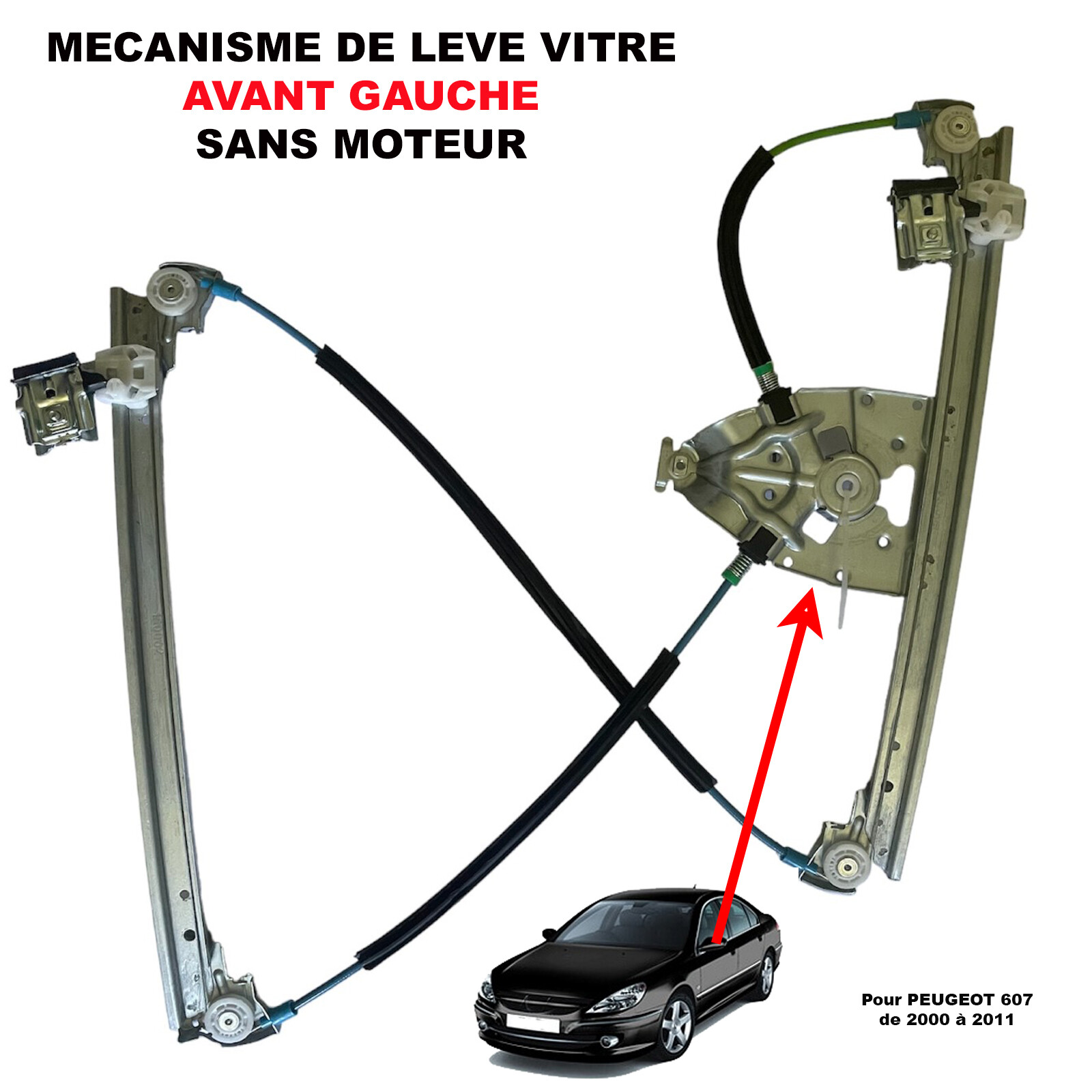 Vitre bloquée sur 607 ? Lève-vitre avant gauche de remplacement - 2