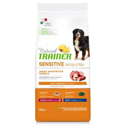 Crocchette per Cani all’Anatra Natural Trainer Sensitive Adult Medium-Maxi 12KG