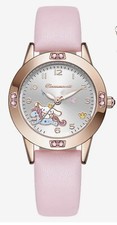 Girls Ladies SANRIO Hello Kitty CINNAMOROLL WATCH Gold-tone Pink Band Crystals