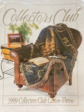 LONGABERGER Collector's Club 1999 Throw Blanket Cotton Fringed Made in USA Green
