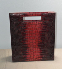 Robin Marco Red/black Leather Embossed Tote Handbag Top Handle Bottom Studs Euc