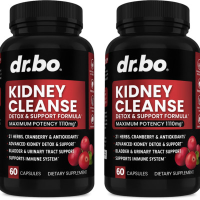 Dr. Bo Kidney Cleanse Detox Support 60 Capsules Cranberry Herbs Max (2 Pack)