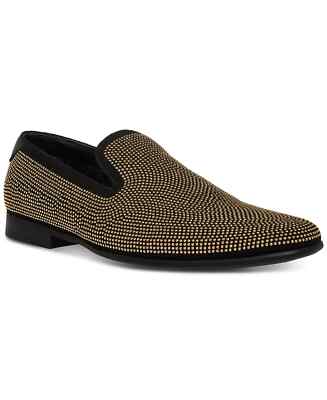 Steve Madden Mezmoryz Loafers Mens 9.5 Black Gold Studded 