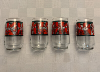 Lot of 4 COCA COLA Glasses Coke Adds Life To Everything Nice Vintage 1970 s RARE