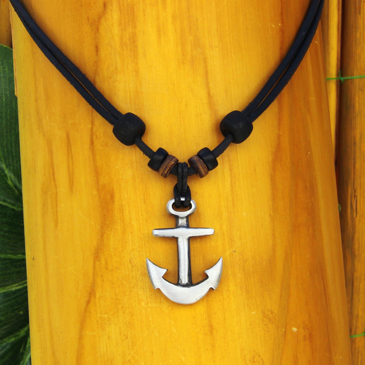 Necklace Leather Anchor Men's Surfer Women's Surf Jewelry - Main Image
