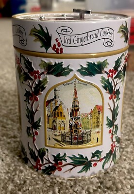 Lambertz Aachen Germany Gingerbread Musical Cookie Tin Silent Night 1999 Kg CC