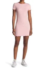 Elodie Women's Size M Pink Pullover Short Sleeve Waffle Knit Dress, NWT