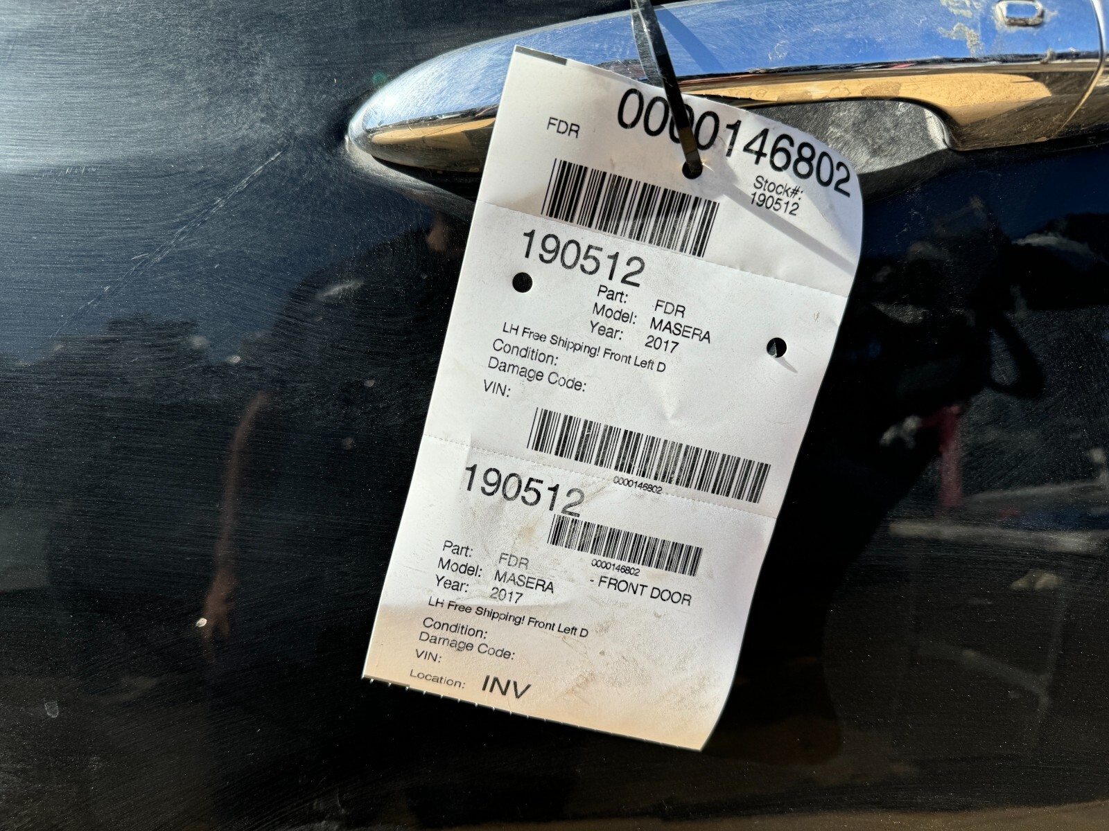 2014 2015 2016 2017 2018 2019 2020 MASERATI GHIBLI LEFT FRONT DOOR