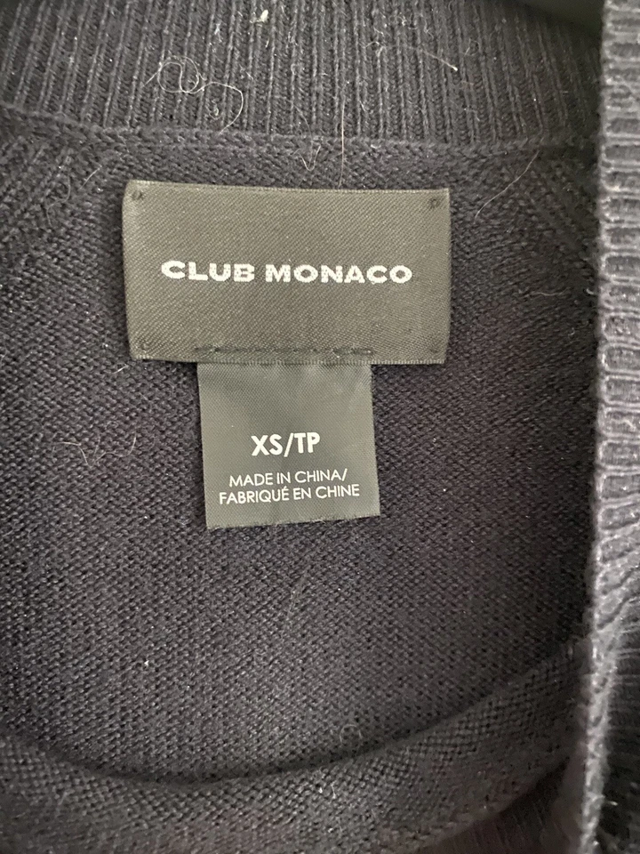 Club Monaco Navy Blue Merino Wool Knit Men's Mock Neck Sweater XS - Image 2 of 4